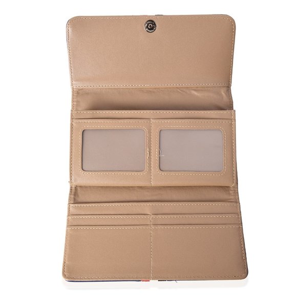 Blue w/Multi Color Stripe Pattern Polyester Wallet - Picture 3 of 5